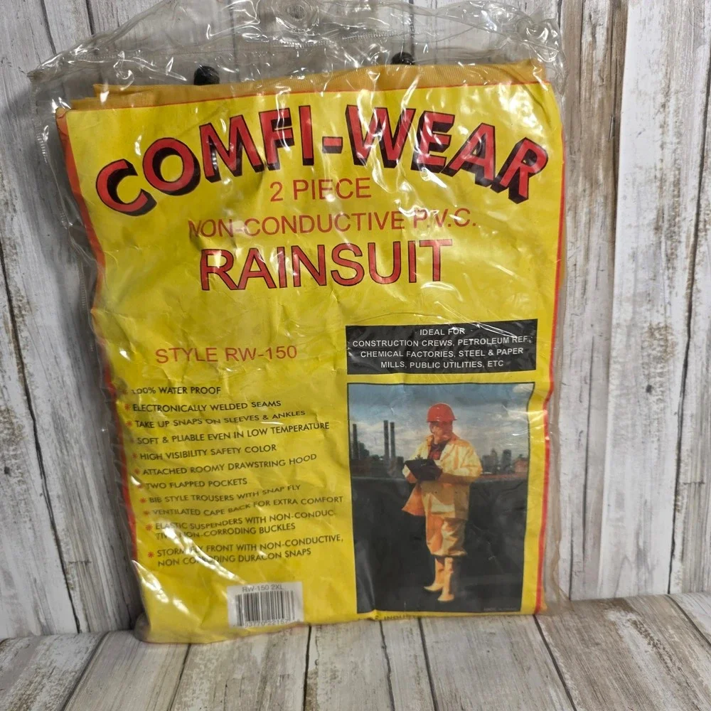 Comfi-Wear RW-150 2 Piece Non-Conductive PVC Rainsuit Yellow Mens 2XL New